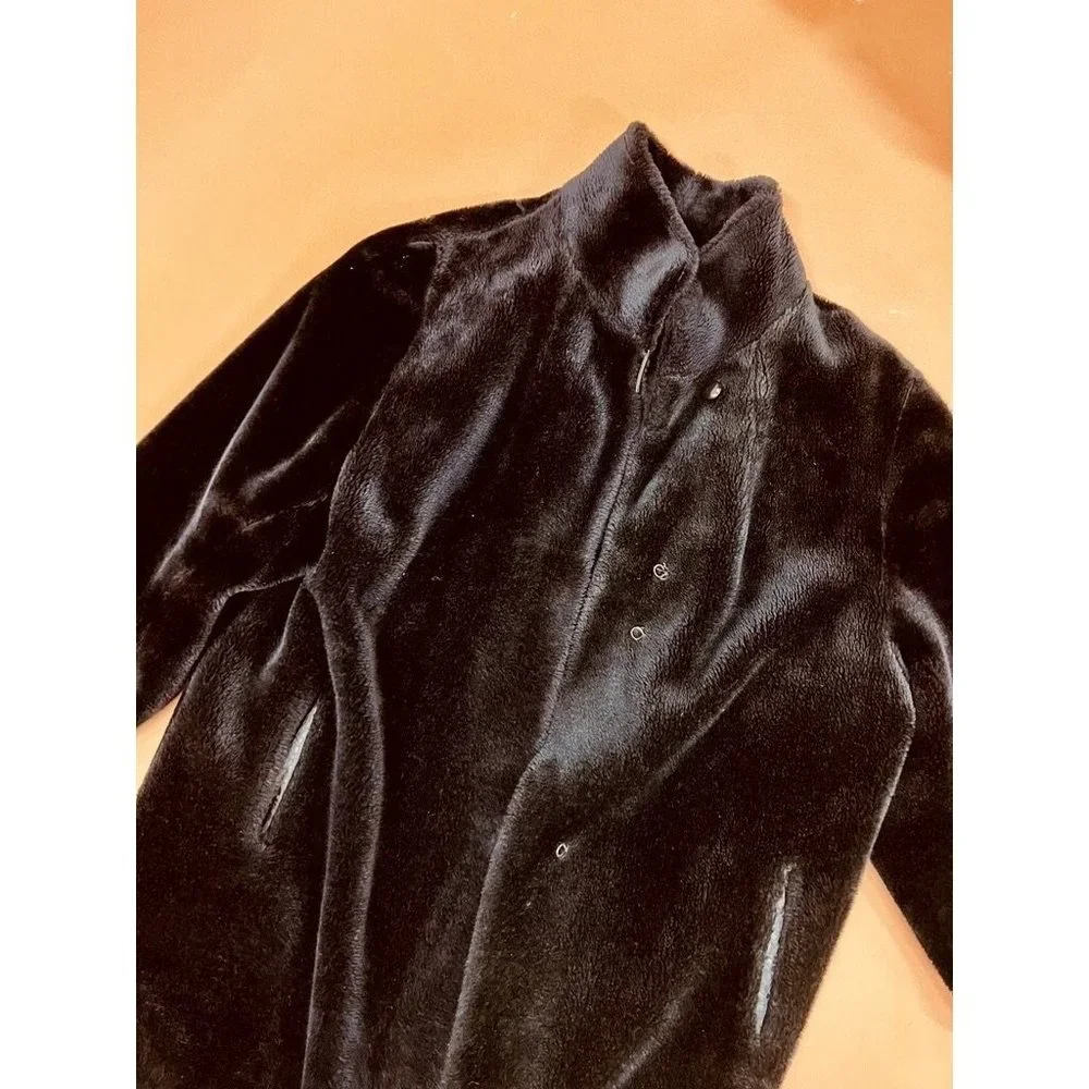 20% OFF!! - SALE 🚨Vintage 80s Black Faux Fur Ankle Length Unisex Oversized Coat - Picture 8 of 10
